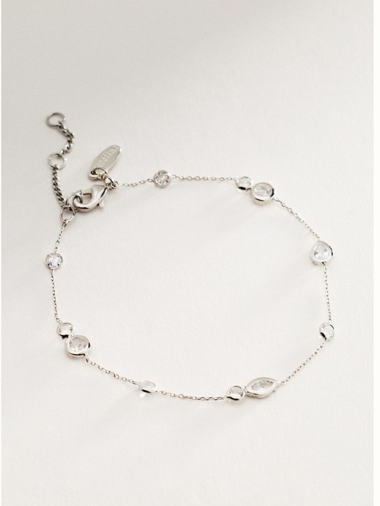 Anthropologie Jewelry - Anthropologie 14KT Gold Plated Bracelet Mixed Crystal Delicate New White Gold